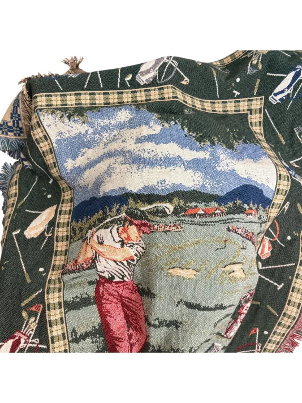 Golf-Themed Woven Throw Blanket + Decorative Pillow Set By Goodwin Weavers